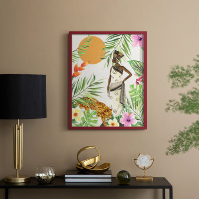 Feline Tropics II, reproduction encadrée - bois massif