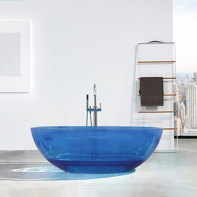 64 Inch Freestanding Solid Surface Soaking Bathtub For Bathroom