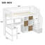 Lit mezzanine en bois avec bureau, lumières DEL, tablettes de rangement, armoires et escalier-1586627760