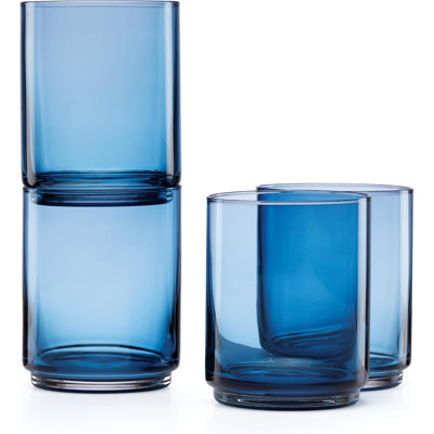 Grandes verres empilables 4 pièces Lenox 894462 Tuscany Classics, bleu, 14 oz