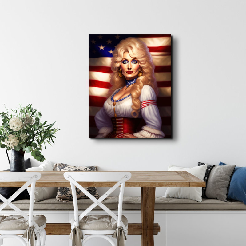 Country Music Dolly Parton par Stephen Chambers - Photographie sur toile tendue, H 36 po x l 32 po x P 1,5 po