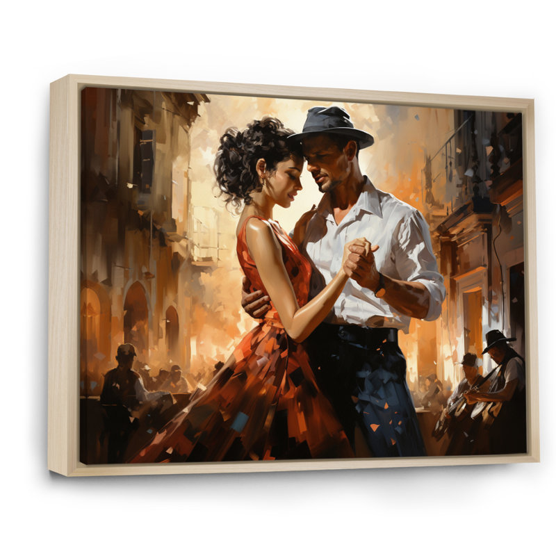 Cuba Salsa Nights Dancers I - People Canvas Art Print, H 16 po x l 32 po x P 1 po, Cadre naturel flottant