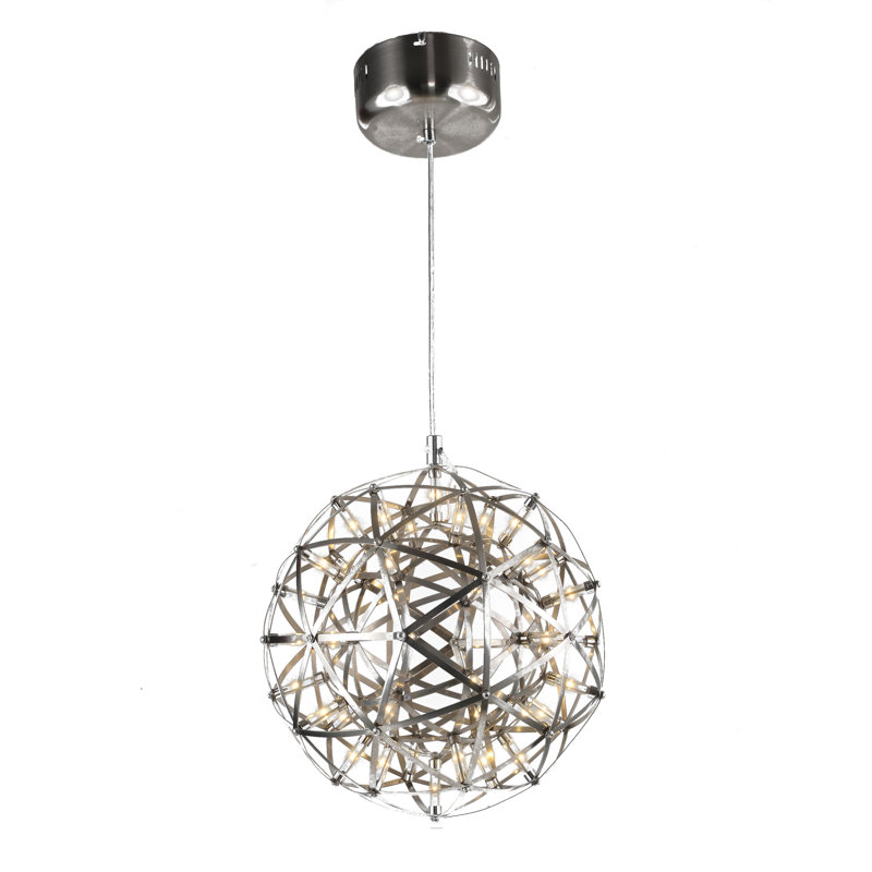 Menke Modern LED Stainless Steel Globe Chandelier, 12" H x 12" W x 12" D