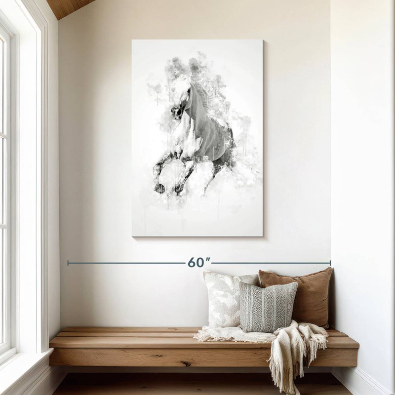 Cheval blanc Brampt noir et blanc, H 45 po x l 30 po