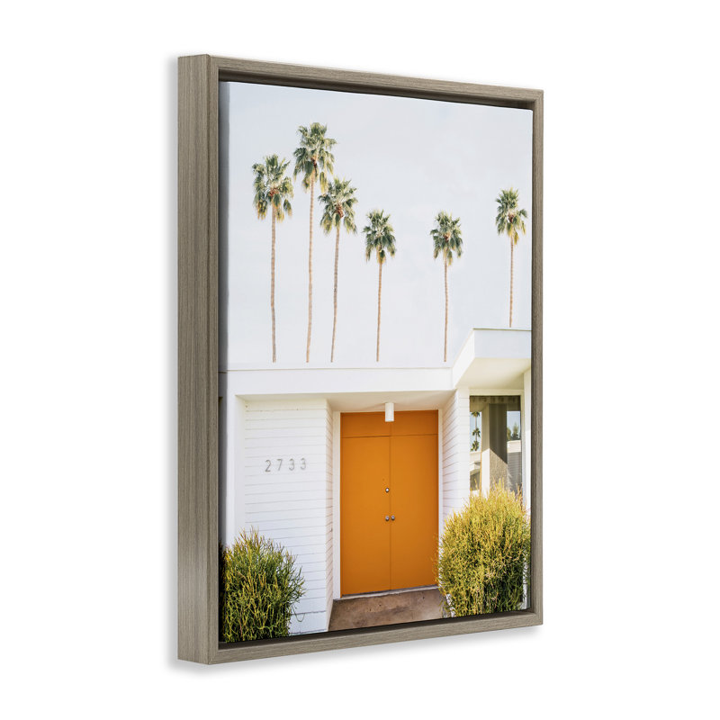 Art mural sur toile flottante Palm Springs, H 17 po x l 21 po, Cadre flottant orme Montalcino