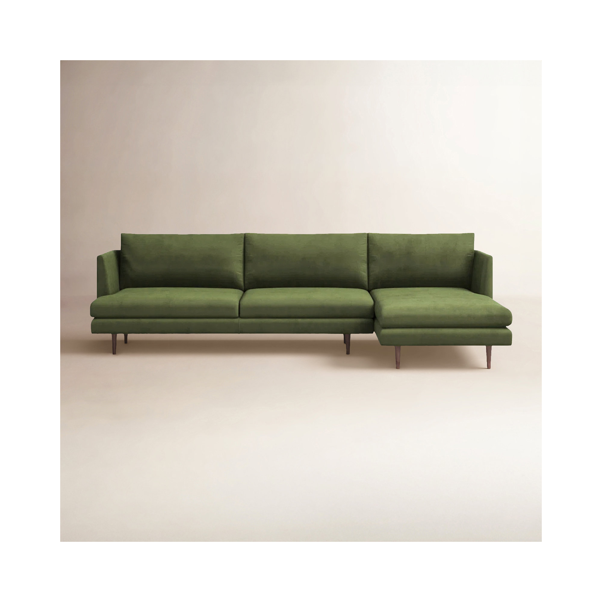 Miller 2 - Piece Upholstered Chaise Sectional, Olive Green Polyester Blend, Right Hand Facing