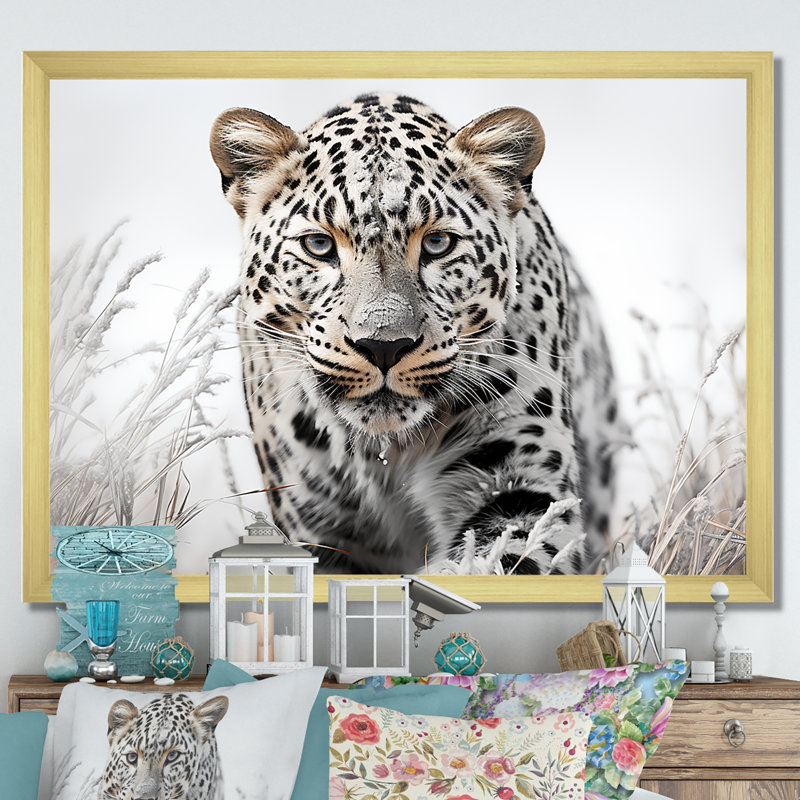Jungle Leopard Stalk I - Leopard, H 24 po x l 32 po x P 1 po, Cadre doré simple