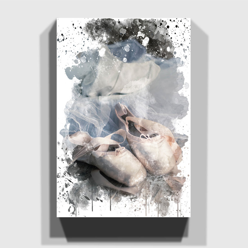 Ballet Dress Shoes Slipper - Wall Art, 50cm H x 35cm W, Wrapped Canvas