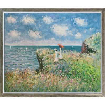 «Cliff Walk at Pourville» par Claude Monet - reproduction d'art sur toile encadrée