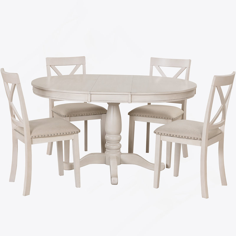 Stylish 5 Piece Dining Table Set With Round Table And 4 Comfortable Kitchen Room Chairs, Perfect For Family Gatherings And Dining Delights.