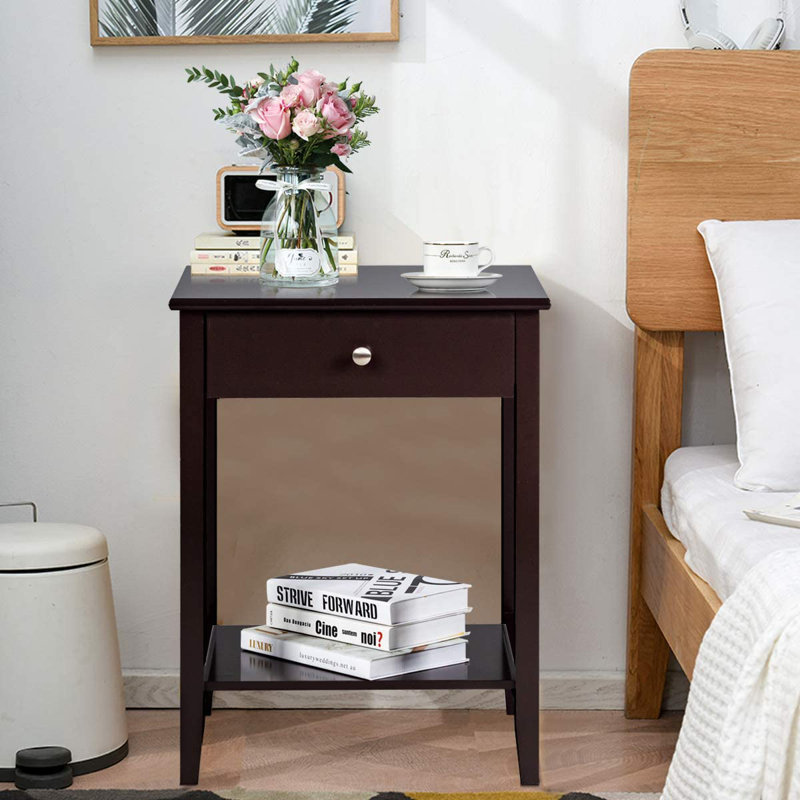 Losh 47cm W Manufactured Wood Bedside Table, Light Brown