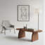 Table basse moderne et minimaliste ovale avec pieds en bois sculptés-379962785