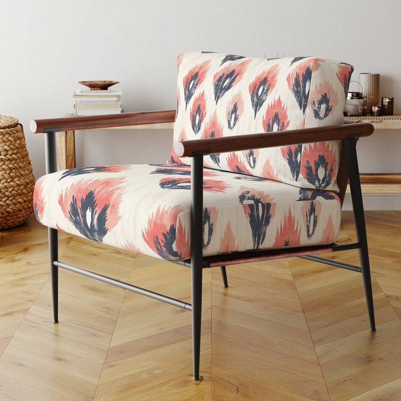 Chaise rembourrée French Country, Bras ronds bruns