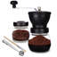 Moulin à café manuel avec meules en céramique, moulin à café à main petit avec 2 bocaux en verre (11 oz par pot) Poignée en acier inoxydable pour café filtre, espresso, presse française, brassage turc