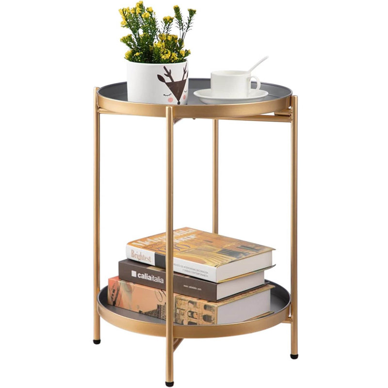 End Table, Grey, Gold