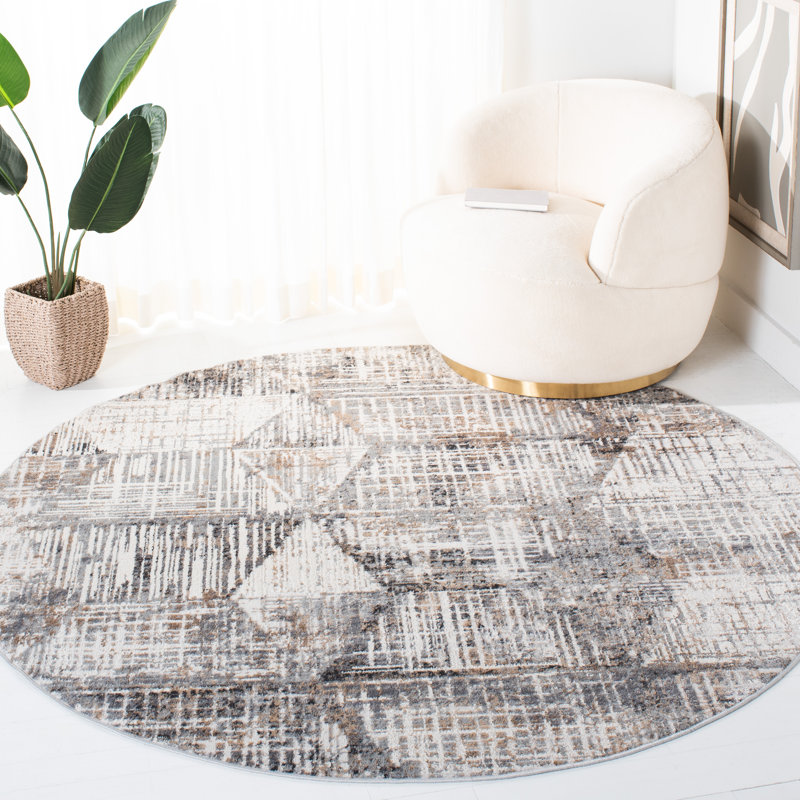 Shivan 100 Performance Abstract Rug, Round 6'7"