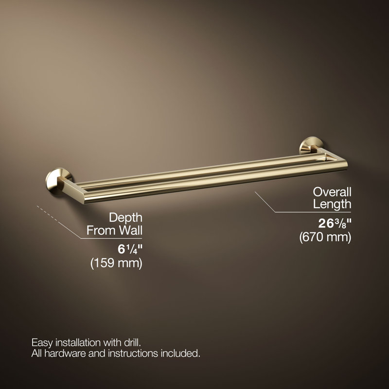 Porte-serviettes double Components ™, Or français éclatant