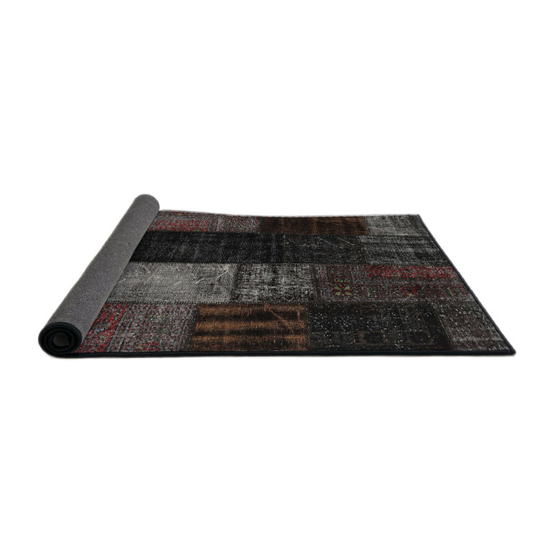 Tapis contemporain noir / gris, Rond 4 pi