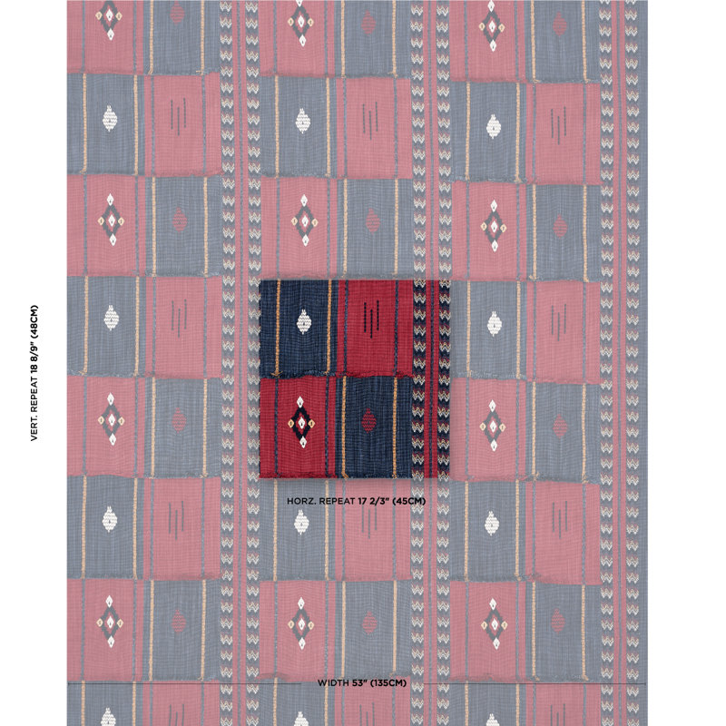 Aravali Patchwork Fabric, Ink/Cerise