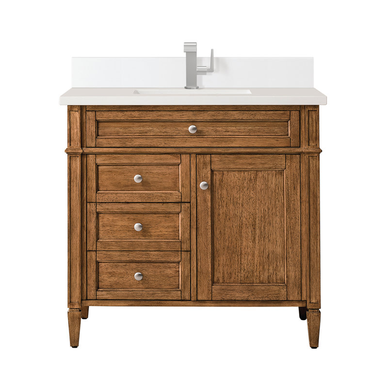 Brittany 36'' W Single Vanity, Saddle Brown, White Zeus, Single-Hole