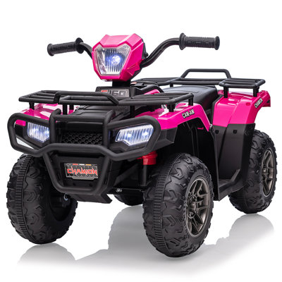 VTT électrique pour enfants 12 V, véhicule tout-petit à piles avec vitesse élevée / basse, lumières DEL et musique, jouet extérieur à 4 roues