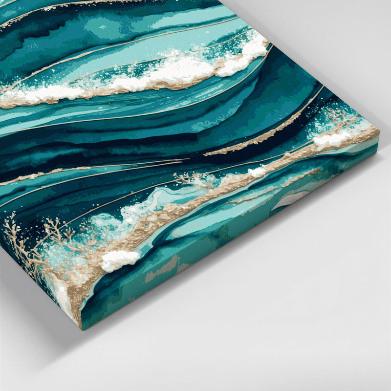 Art nautique sur toile vert sarcelle nautique, H 8 po x l 10 po