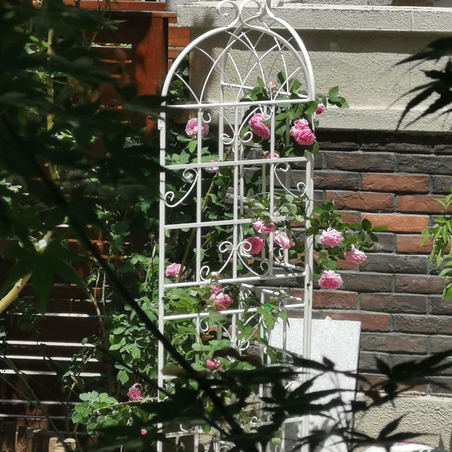 Red Barrel Studio® Metal Garden Trellis, 2 Pieces, Rust-, Cream White ...