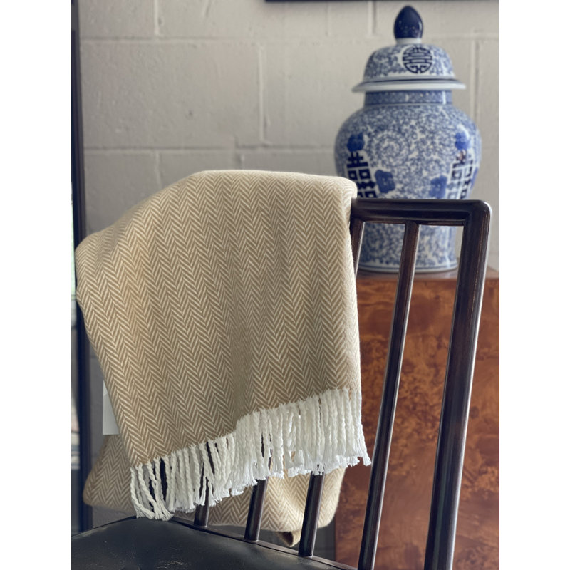 Jeté Slanted, Cuivre / chevron blanc