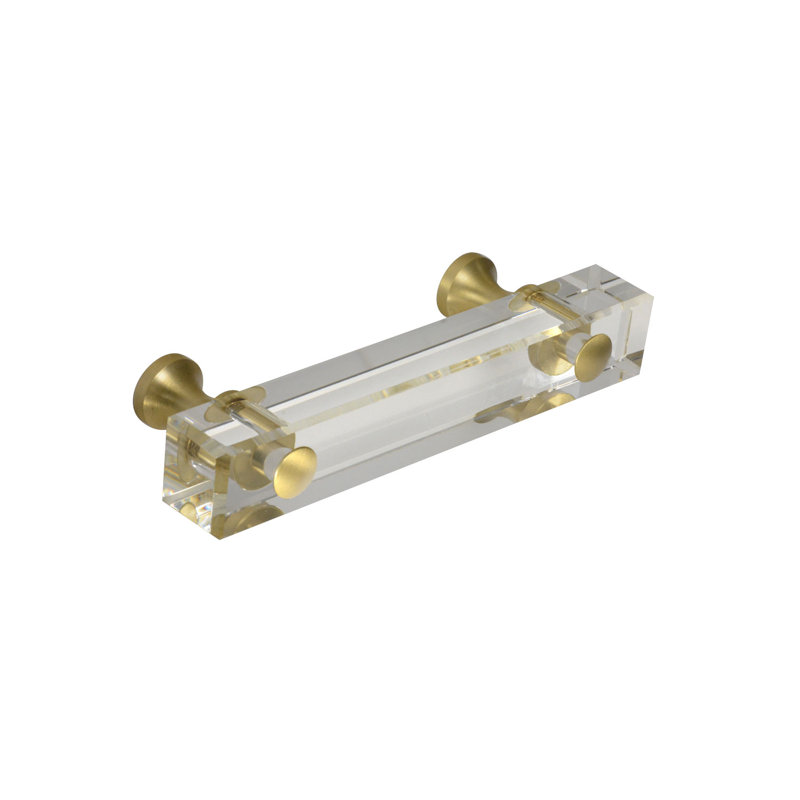 Elegance 3" Center Bar Pull, Clear/Satin Brass