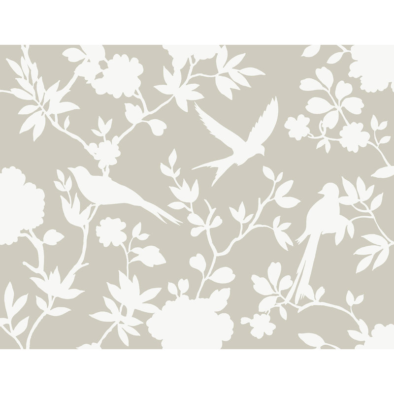 Floral Wallpaper Roll, Gray