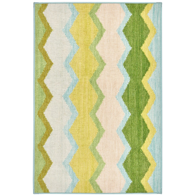 Safety Net Green Machine Washable Rug, Rectangle 4' x 6'