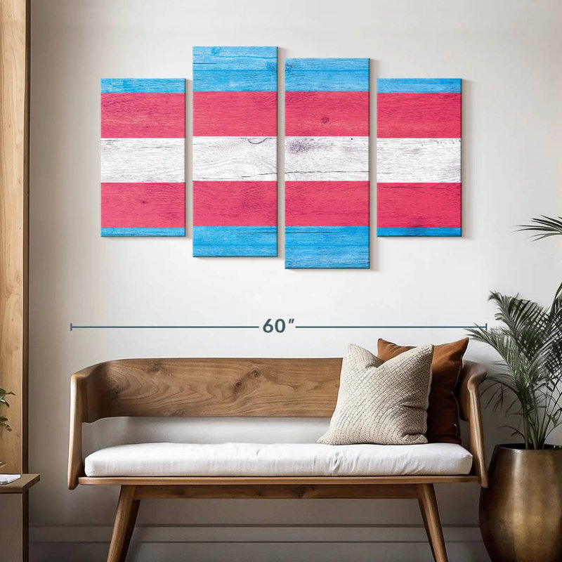 Hiltrud rose, bleu, blanc, H 32 po x l 52 po