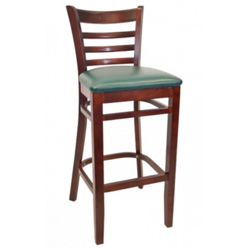 29" Solid Beechwood Bar Stool, Green, Dark Mahogany