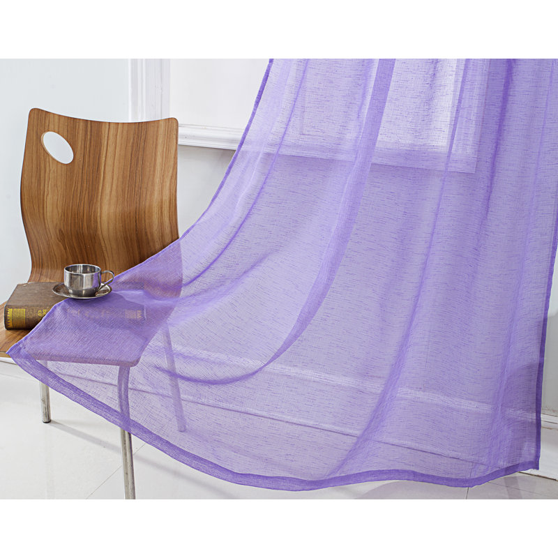 Panneau de rideau simple diaphane avec passe-tringle Landrienne, Lilas