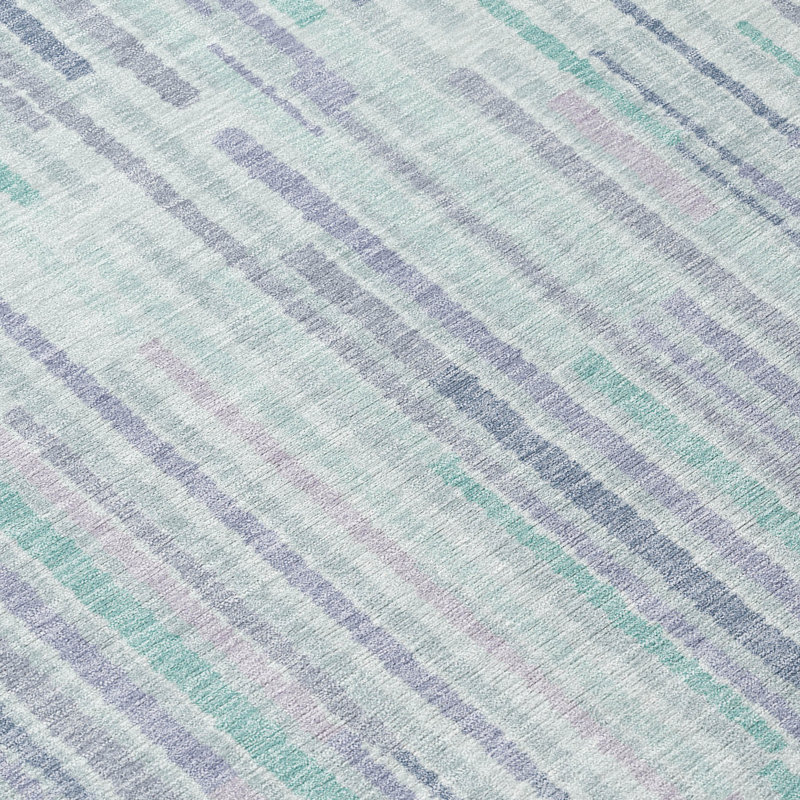 Machine Washable Indoor/Outdoor Xhevrie Mint Rug, Rectangle 9' x 12'