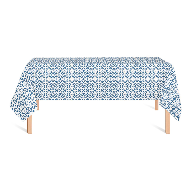 Nappe rectangulaire en polyester géométrique, Bleu marine