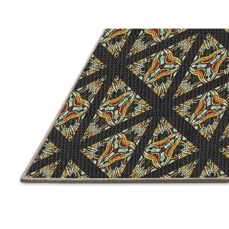 Tapis tissé à la machine noir, Rectangle 2 pi x 3 pi