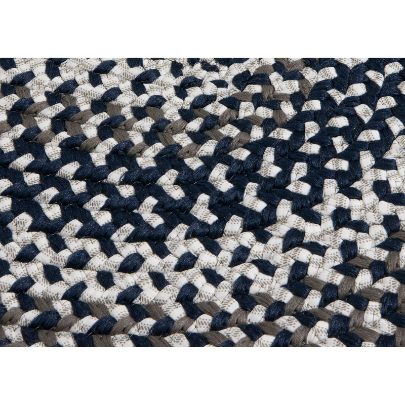 Tapis bleu/blanc tressé à la main Westin, Ovale 2 pi x 3 pi