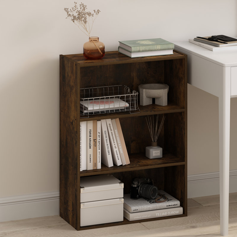 Bibliothèque multi-usage Ebern Designs, (4 tablettes) H 41,7 po x l 23,6 po x P 9,4 po, Bois de pin ambré