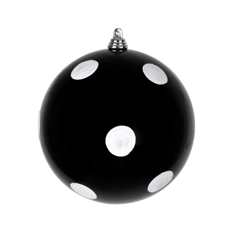 Ornement boule de bonbon avec pois scintillants, Noir, H 4,75 po x l 4,75 po x P 4,75 po
