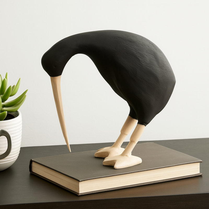 Figurine moderne en bois de kiwi artistique moderne Boho Albasia, Noir