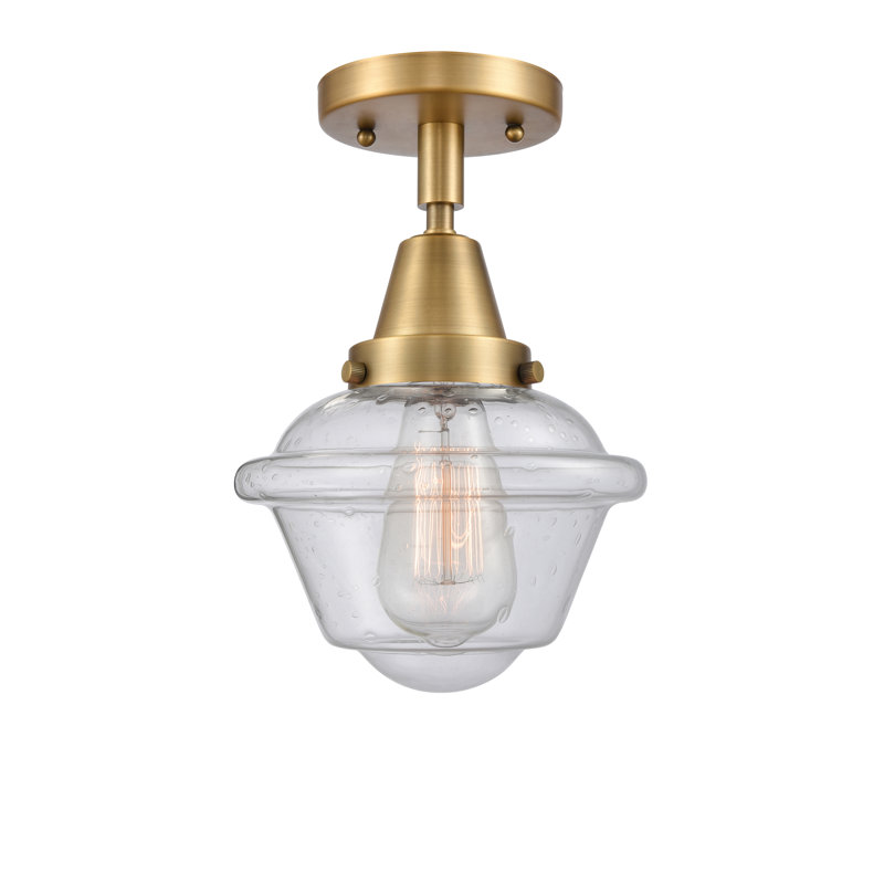 Grourke Glass Flush Mount, Seedy, Brushed Brass