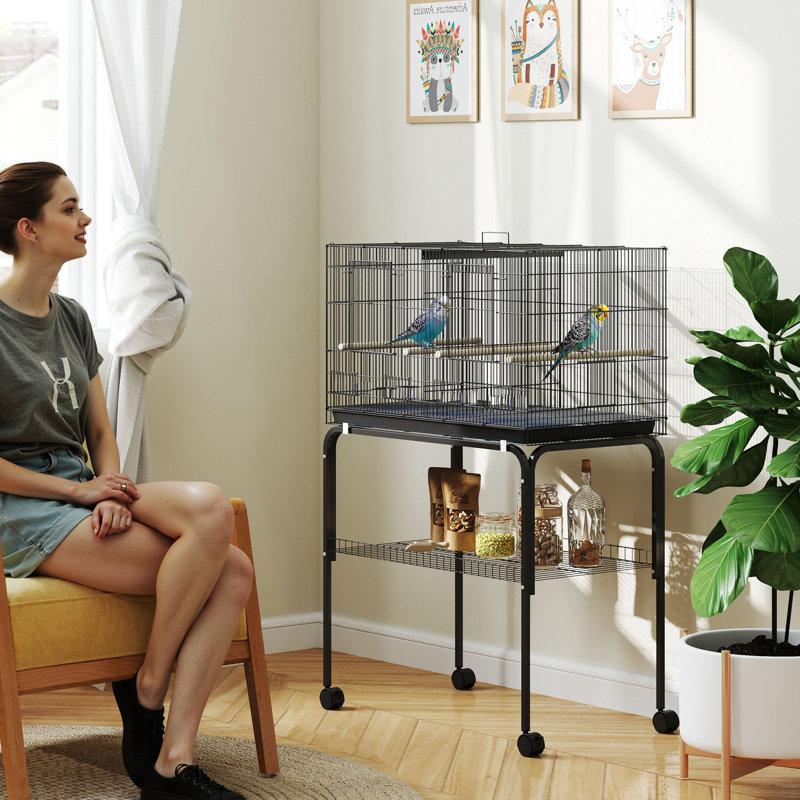 116cm Steel Flight Cage, Black