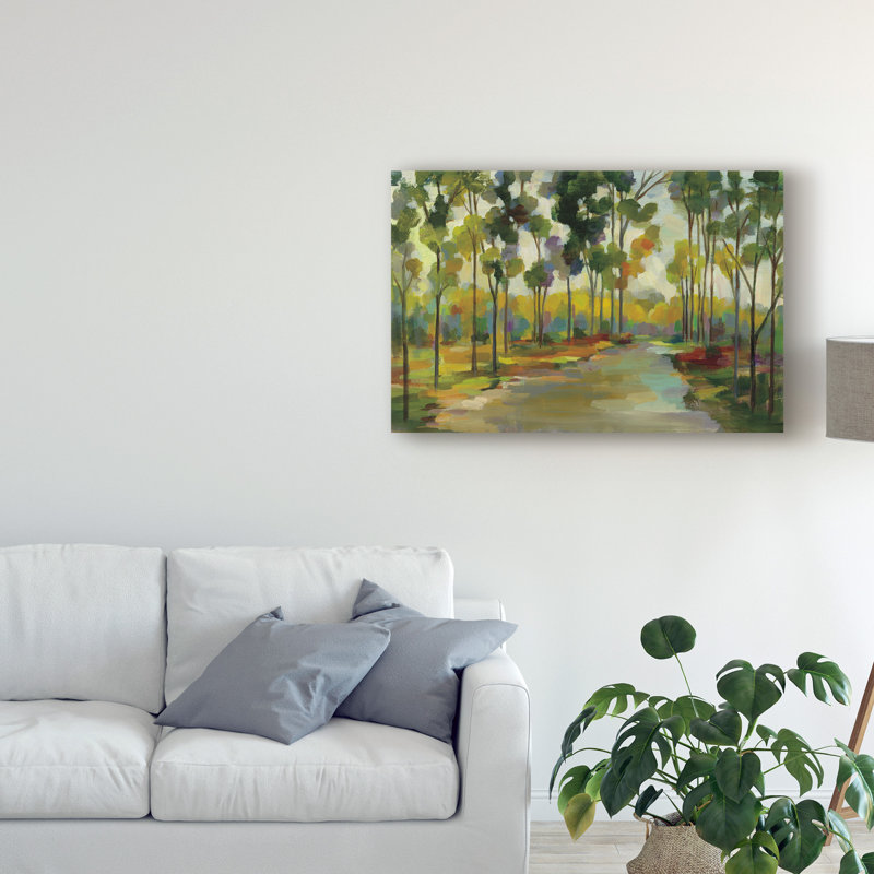 «Path in the Forest», reproduction de peinture acrylique sur toile tendue, H 22 po x l 32 po x P 2 po
