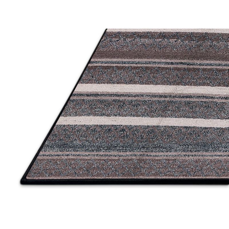 Tapis gris à rayures Ellijay, Rectangle 5 pi x 7 pi