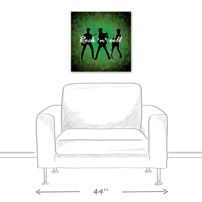 Rock N Rock Green Print On Canvas; 9D1C2D6D5CCD4559B74AA7F08A86726F Square, 20" H x 20" W x 1.25" D