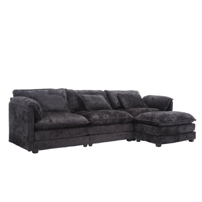 112" Oversized L Shaped Modular Sleeper - Comfy Chenille Boucle Couch With Moveable And Memory Foam, Strong Support Sectional Foam For Living Room, Easy Maintenance