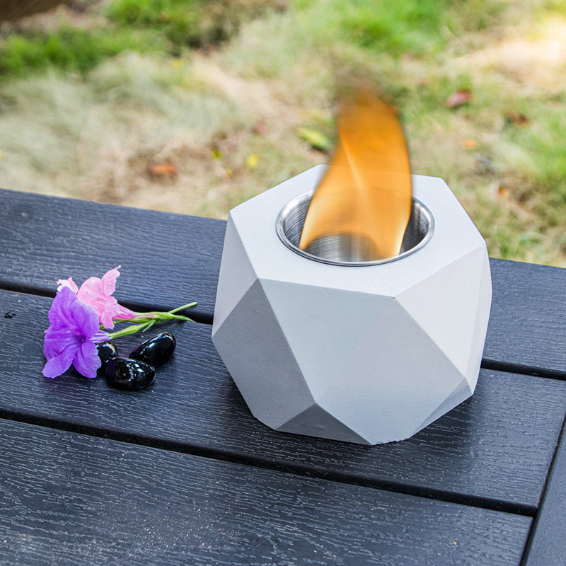 Stone Outdoor Tabletop Fireplace, White