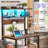 5-Tier Kitchen Microwave Stand with Power Outlet & LED Lights - Coffee Bar Station with 6 S-Hooks - Spice/Pot/Pan Storage Rack - Free Standing Utility Shelf-175892813