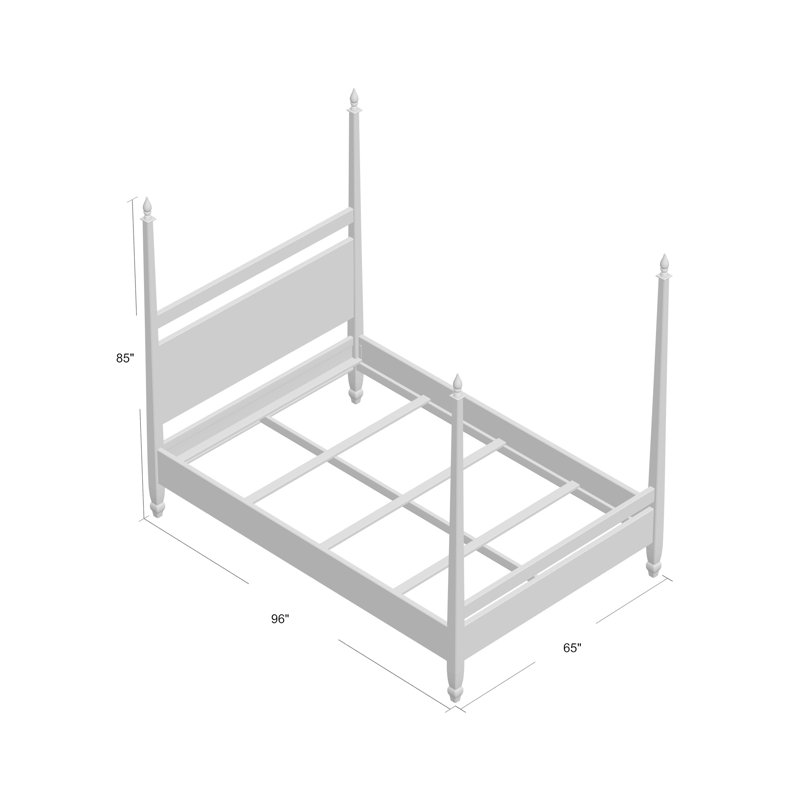 Venice Solid Wood Four Poster Bed, Weathered, Queen